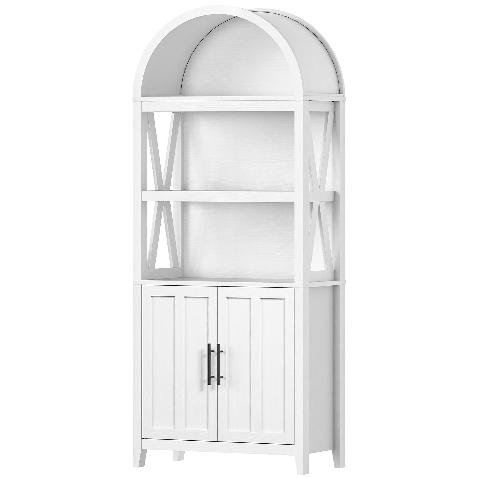 White bookshelf with a cabinet on a white background