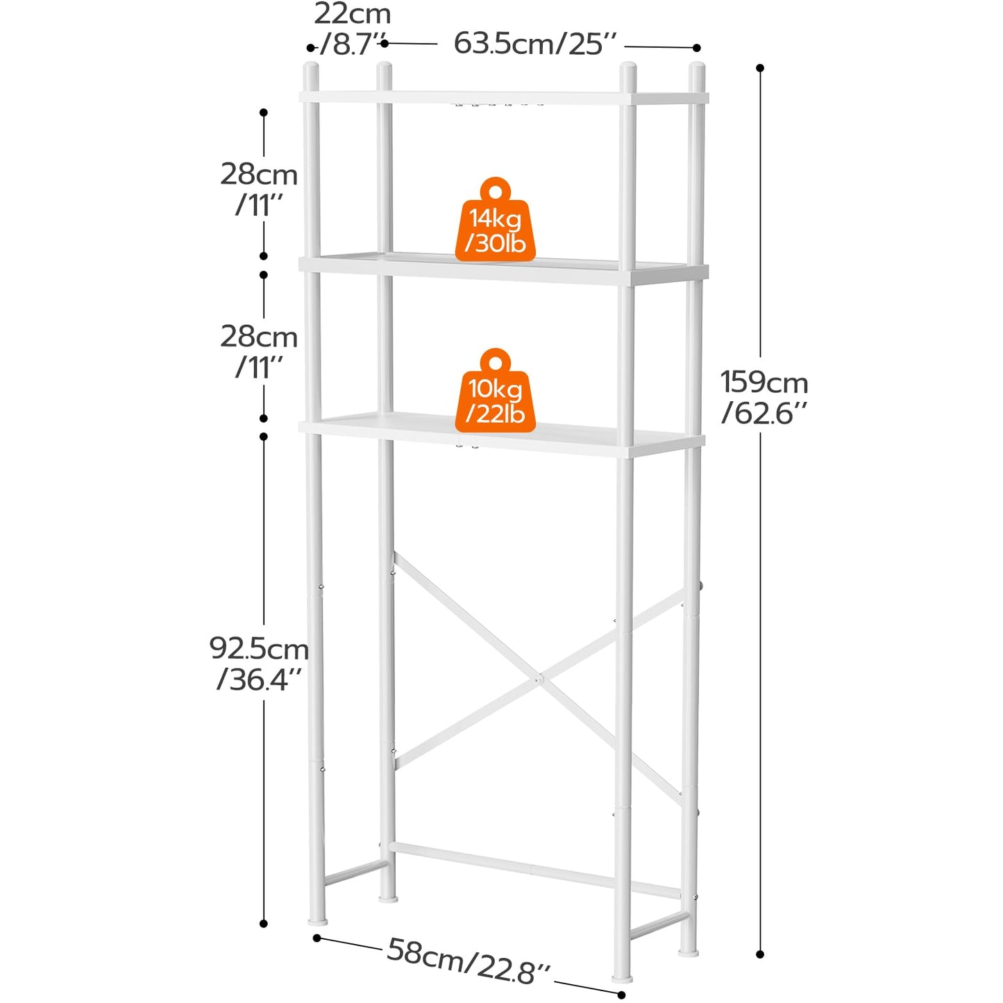 HOOBRO 3-Tier Bathroom Organizer Shelf Over The Toilet Storage