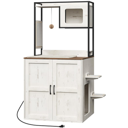 HOOBRO Cat Automatic Litter Box Enclosure Furniture with Charging Station