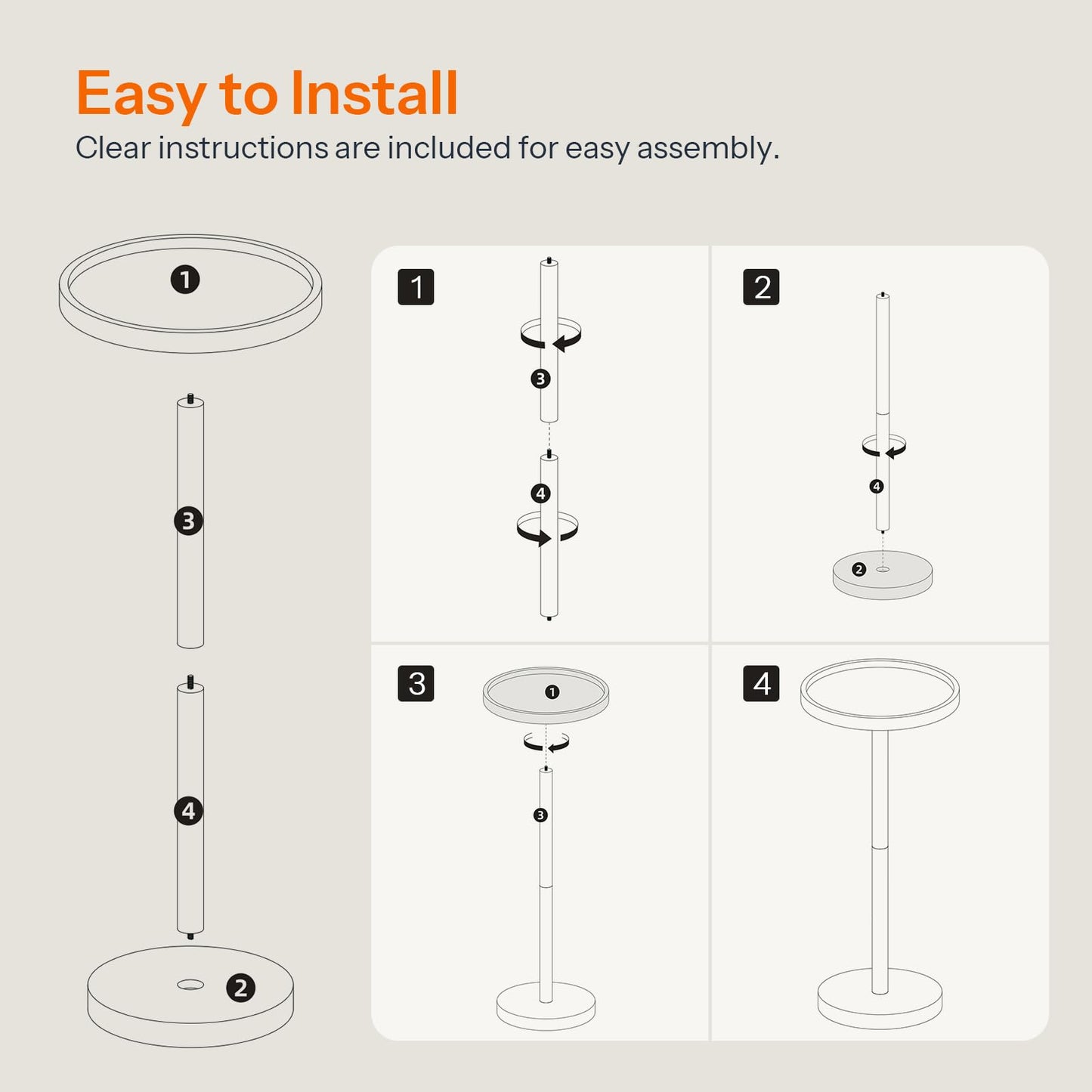 HOOBRO Bamboo Round Side Table & Coffee Martini Table