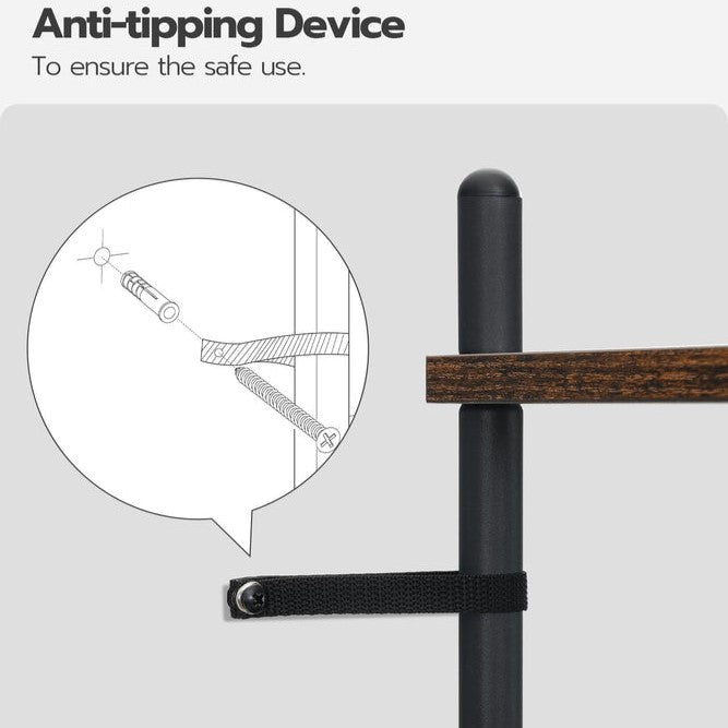 HOOBRO Retro Brown Four-Tier Toilet Above-Room Bathroom Storage Rack with Adjustable Legs