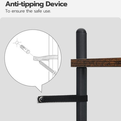 HOOBRO Retro Brown Four-Tier Toilet Above-Room Bathroom Storage Rack with Adjustable Legs