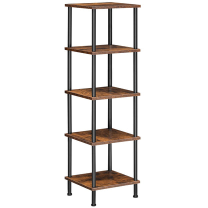 HOOBRO Retro Brown Five-Tier Square Corner Shelf
