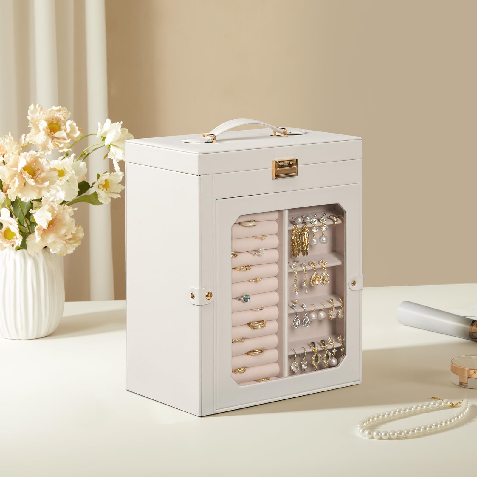 HOOBRO Jewelry Organizer Box with Mirror