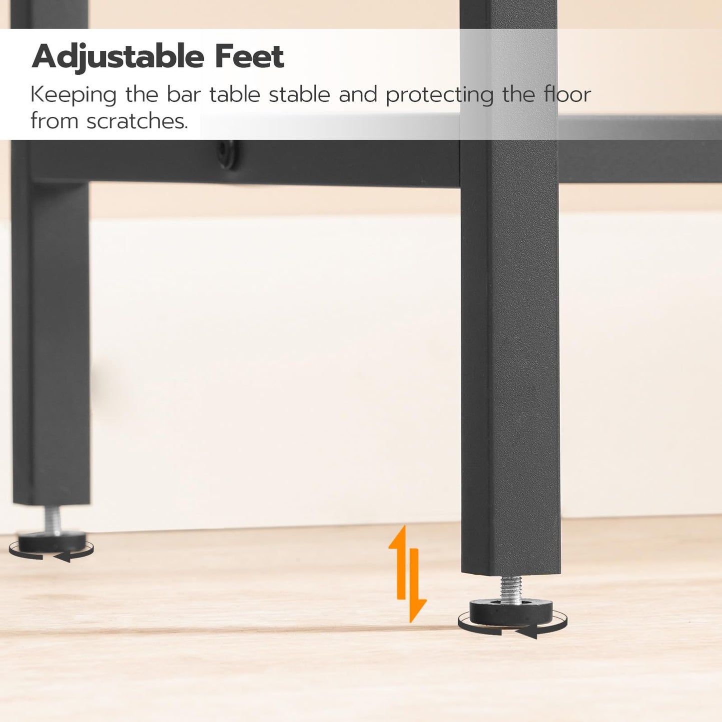 HOOBRO Brown Rectangular Pub Table with Charging Station