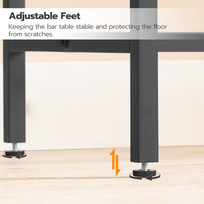 HOOBRO Brown Rectangular Pub Table with Charging Station