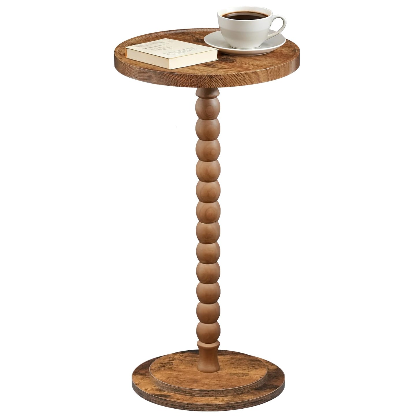 HOOBRO Retro Brown Solid Wood Round Side Table