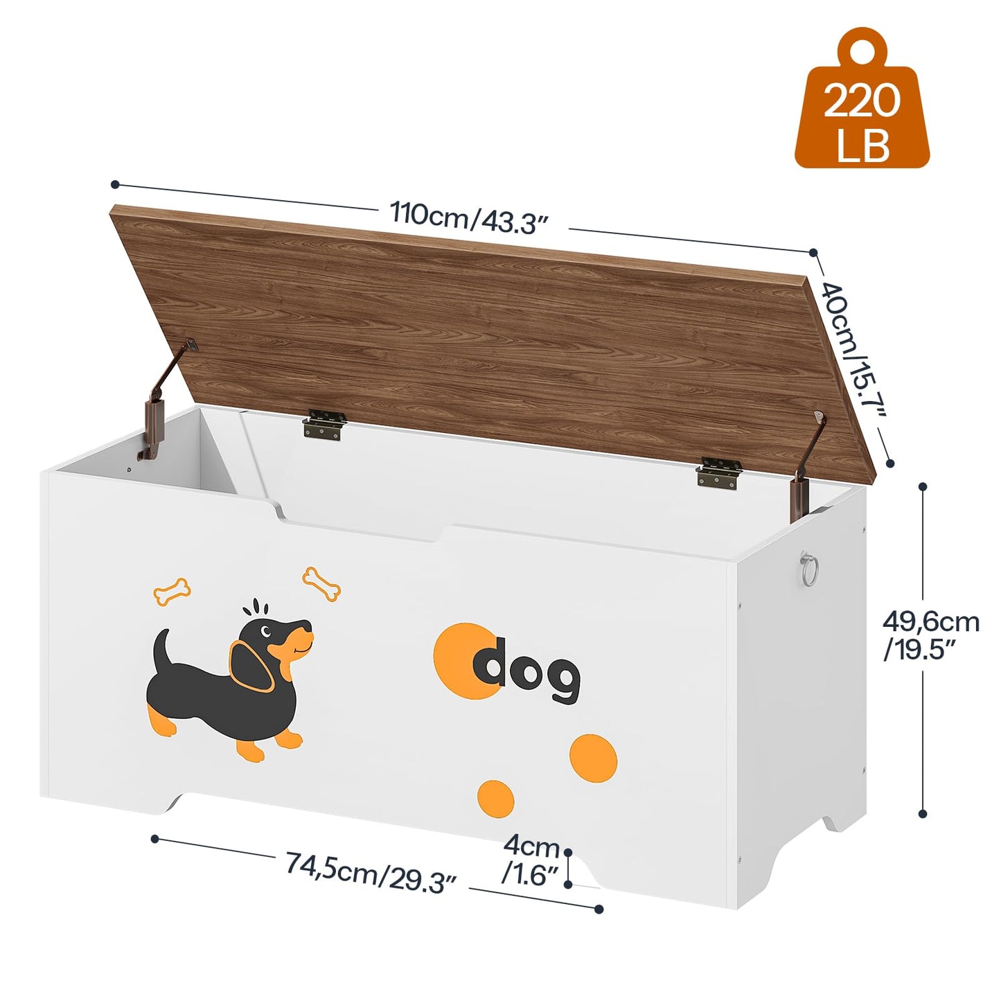 HOOBRO 43.3-inch Wooden Storage Bench & Toy Box