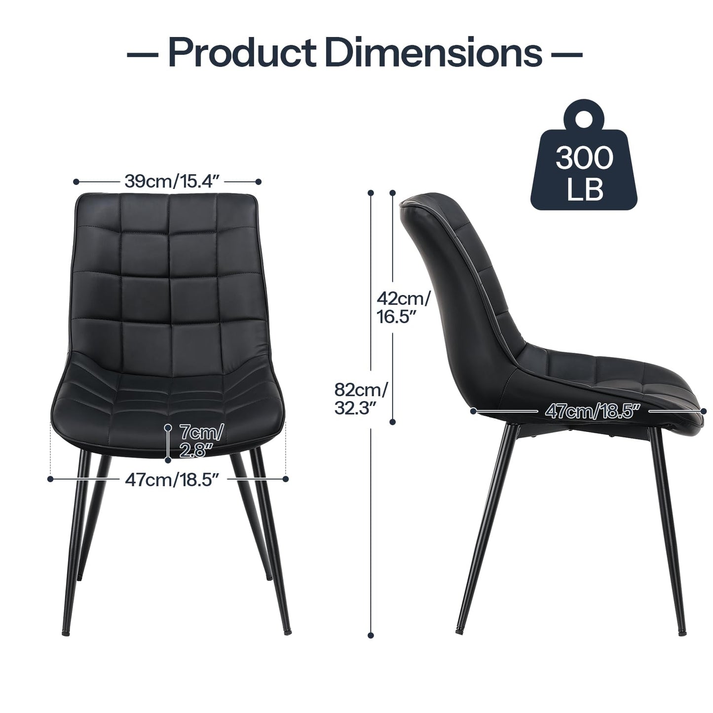 HOOBRO Black Modern Faux Leather Upholstered Dining Chair Set /4PICS