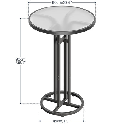 HOOBRO  23.6-inch Frosted Glass Round Bar Table & Pub Table with Iron Frame