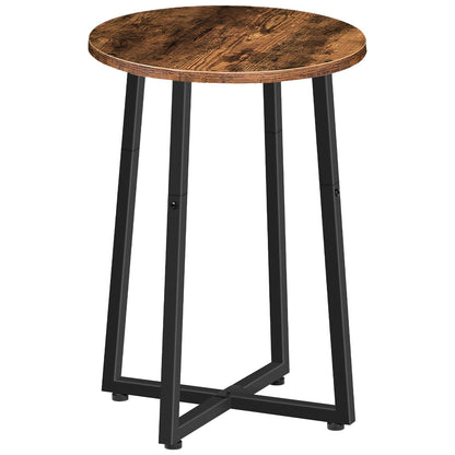 HOOBRO 15.7-inch Brown Round Side Table with Sturdy Metal Base
