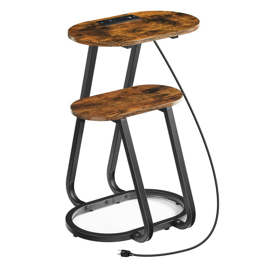 HOOBRO Narrow End Table, with Charging Station, Nightstand for Home