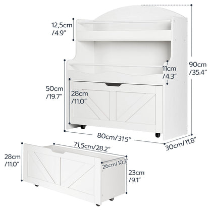 HOOBRO White Children's Toy Storage Rack with Movable Drawers