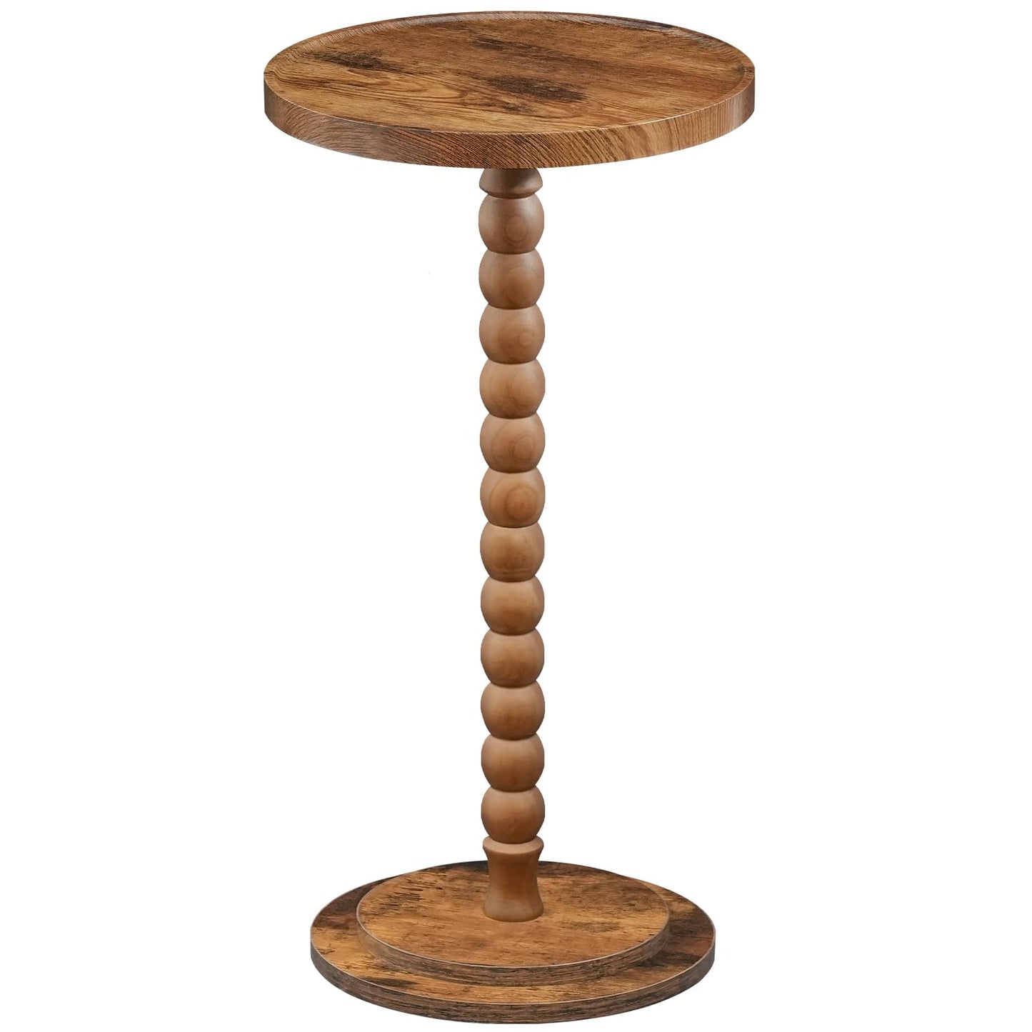 HOOBRO Retro Brown Solid Wood Round Side Table