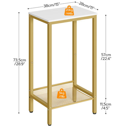HOOBRO Industrial Tall Side Table with Adjustable Mesh Shelves