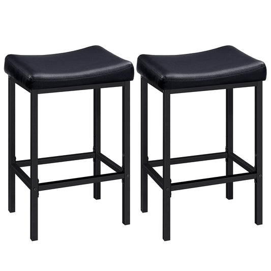 HOOBRO Retro Black Kitchen Bar Stool with Footrest / 2 PICS