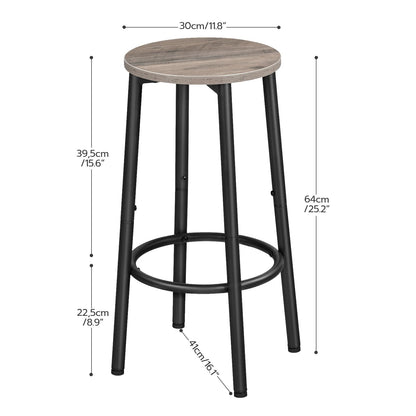 HOOBRO Greige Round Bar Stools with Footrests / 2PICS