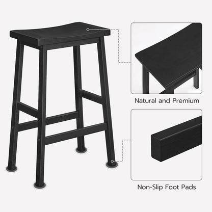 HOOBRO Black 26-inch Bamboo Bar Stool with Footrest /2PICS
