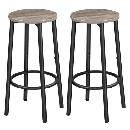 HOOBRO Greige Round Bar Stools with Footrests / 2PICS