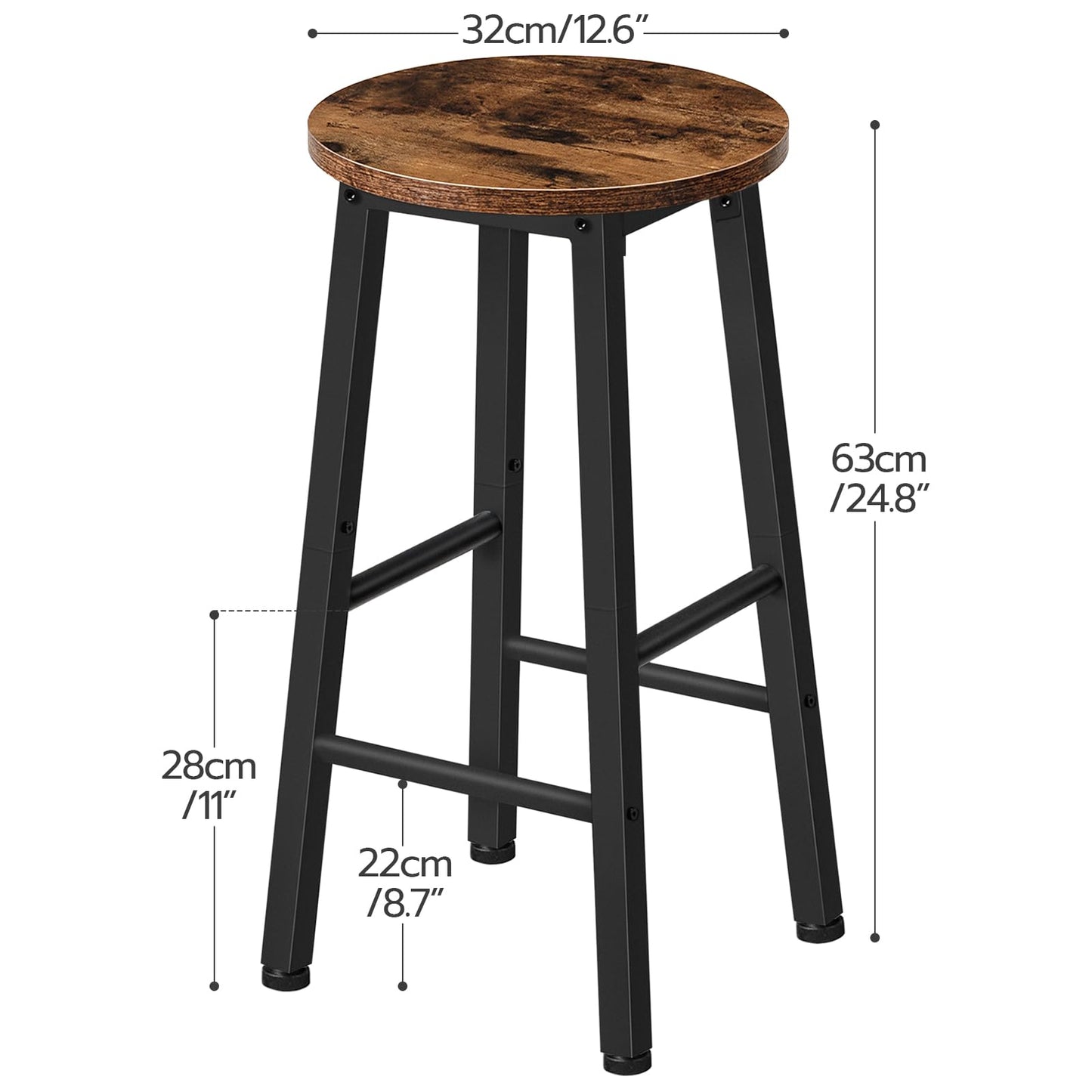 HOOBRO Retro Brown 24.8-inch Bar Stool Set / 2 PICS