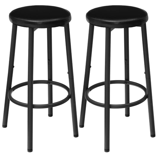 HOOBRO Black 25.6-inch PU Upholstered Bar Stool with Footrest /2PICS