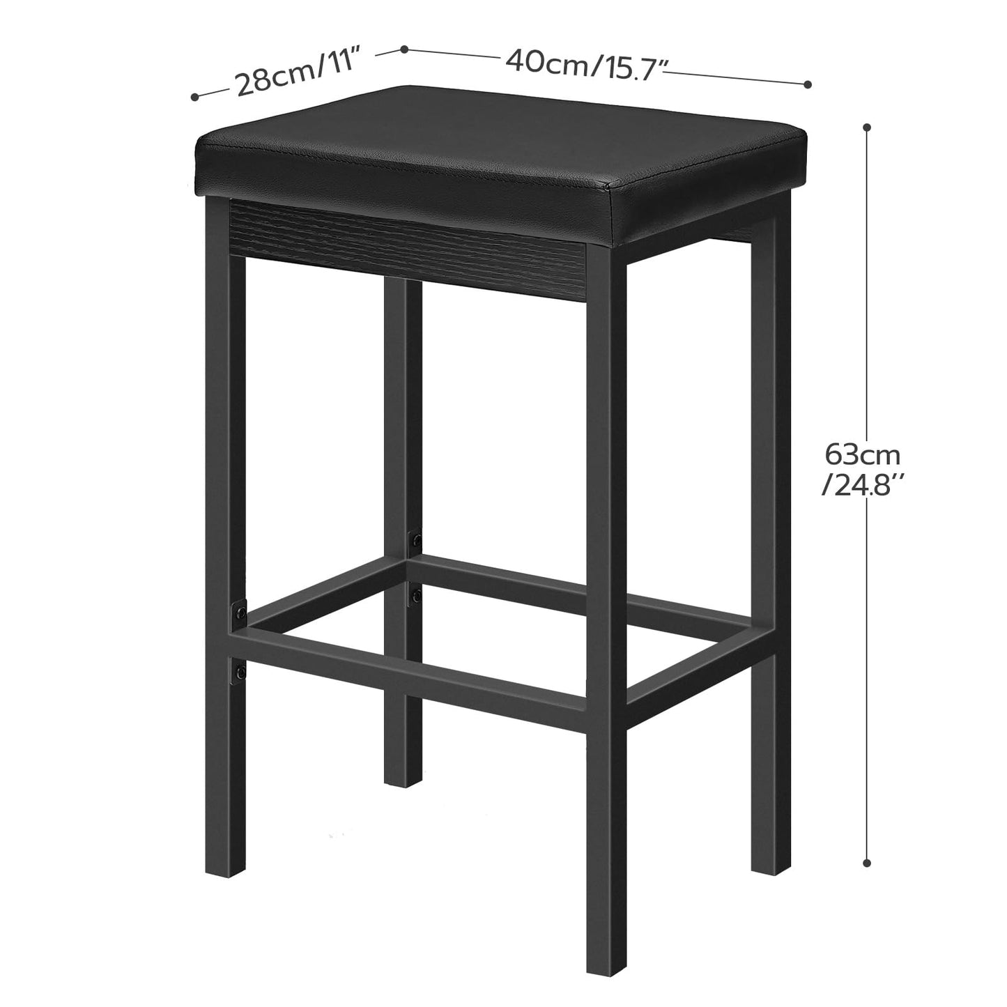HOOBRO 24.8-inch Black High Thick Padded Bar Stool / 2PICS