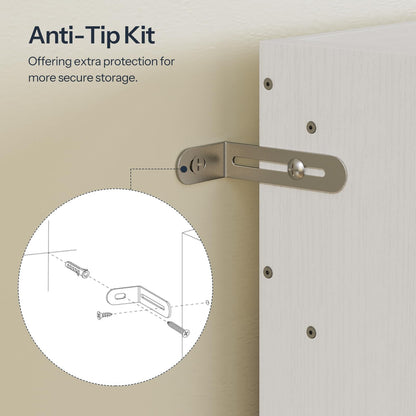 HOOBRO Farmhouse Style Shoe Cabinet with 2 Flip-Top Drawers & Adjustable Side Cabinet