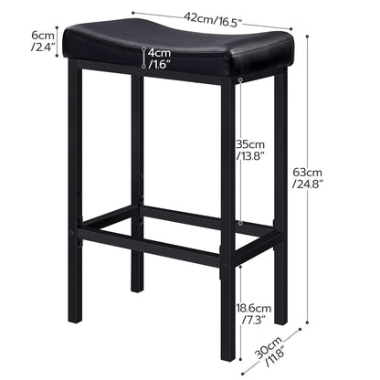 HOOBRO Retro Black Kitchen Bar Stool with Footrest / 2 PICS