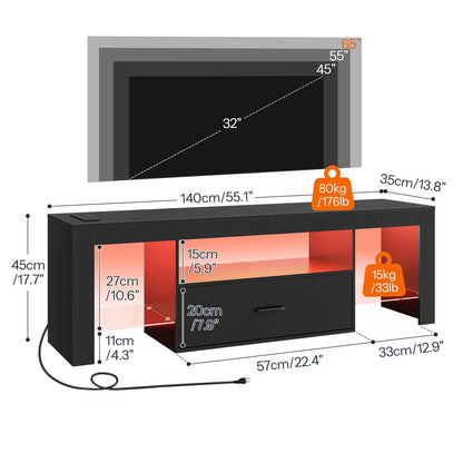 Dimensions and weight of a TV stand with a television on top