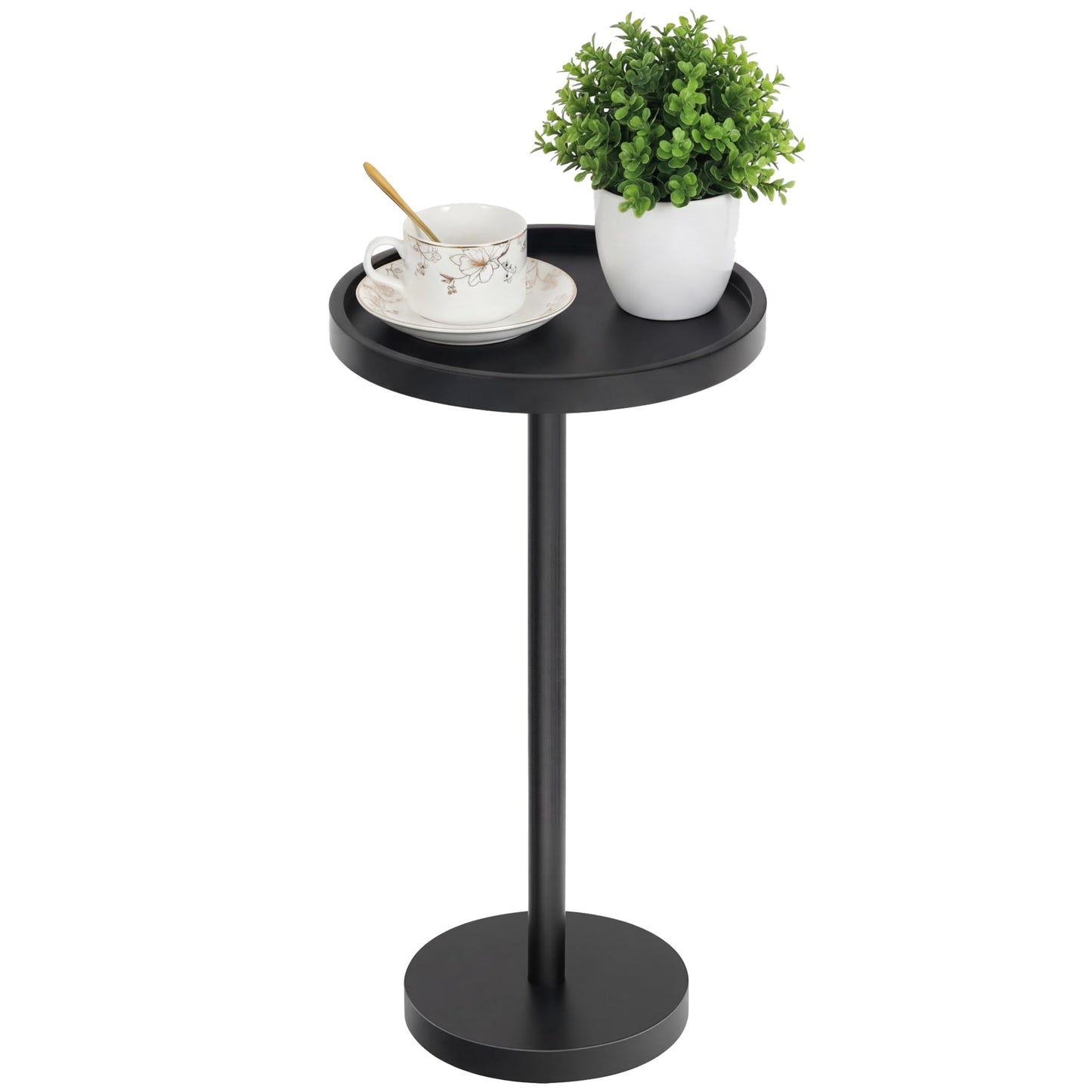 HOOBRO Small Round Bamboo Side Table & Coffee Martini Table for Couch Side