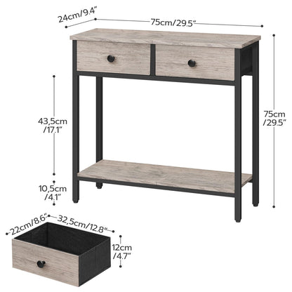 HOOBRO 29.5" Narrow Console Table with 2 Fabric Drawers, Entryway Table