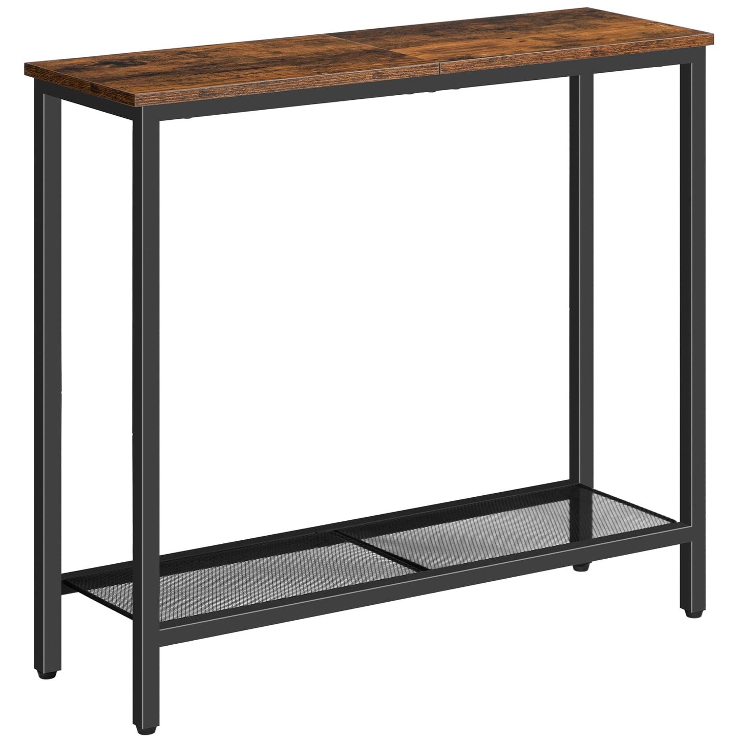 HOOBRO Retro Brown 29.5-inch Double-Layer Narrow Entryway Table with Shelves
