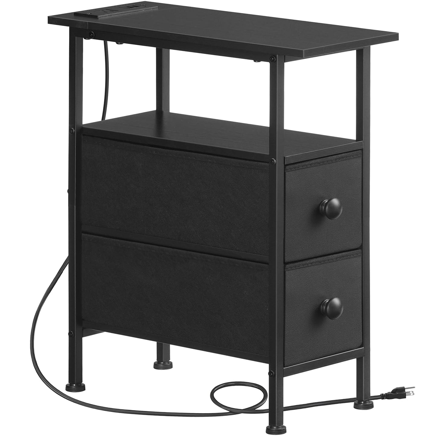 Pure white background image showcasing this black nightstand