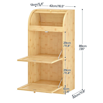 HOOBRO 3-Tier Bamboo Kitchen  Organizer Potato Storage Bin