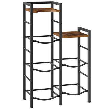 HOOBRO Industrial-Style 5 Gallon Water Jug Holder with Wooden Top Shelves