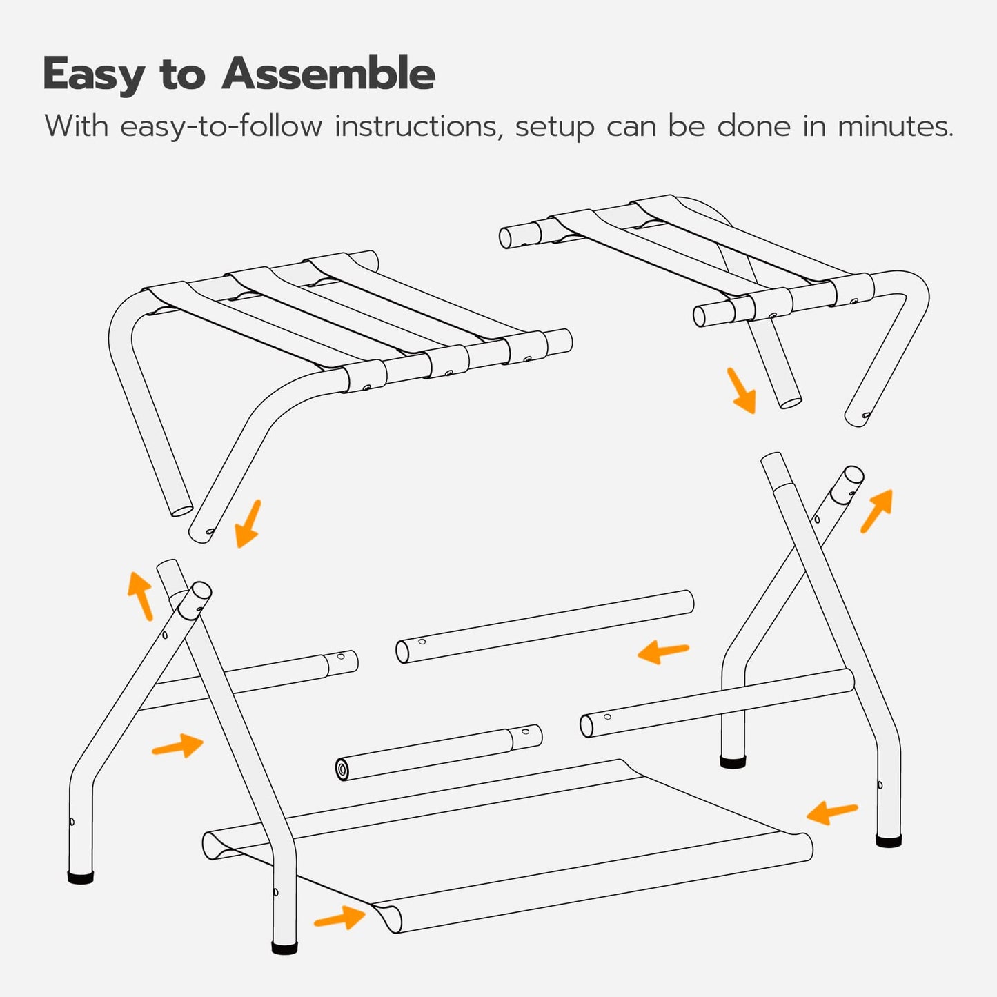 HOOBRO Black Folding Luggage Rack with Fabric Shelf
