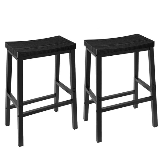 HOOBRO Bar Stools, Set of 2 Bar Chairs, 23.6 Inch Saddle Stools, Kitchen Counter Stools with Footrests, Industrial for Dining Room, Kitchen, Counter, Black BB02MD01