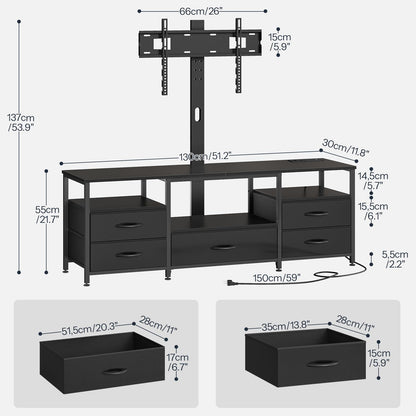 HOOBRO Swivel TV Stand with Mount & Power Outlet for 65" TVs