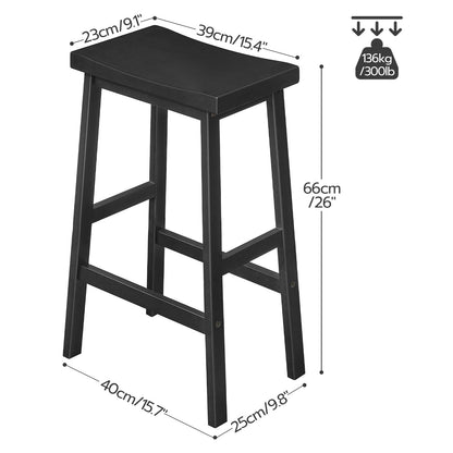 HOOBRO Black 26-inch Bamboo Bar Stool with Footrest /2PICS
