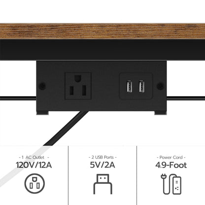 HOOBRO Bakers Rack & Microwave Stand with Power Outlet & Hooks