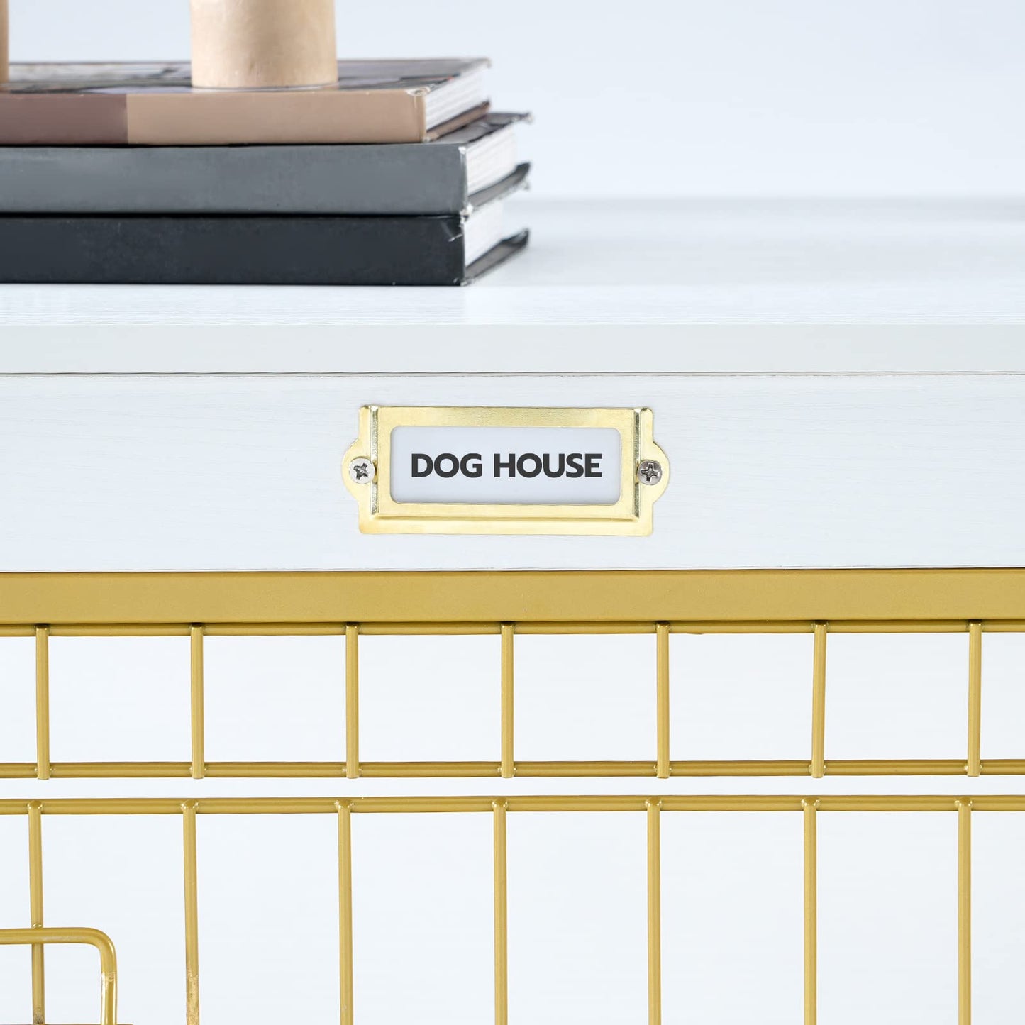 HOOBRO White 38.6-inch Wooden Double Door Large Indoor Dog Cage with Pull-out Tray