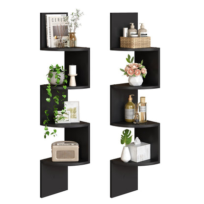 HOOBRO Black Four-Tier Wall-Mounted Corner Shelf /2PICS