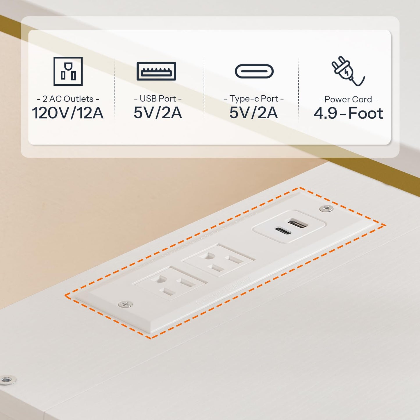 HOOBRO Side Table with Charging Station & 2 Drawers & USB Port & Type-C Port