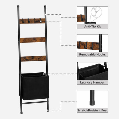 HOOBRO Blanket Ladder Rack with Basket & Hooks