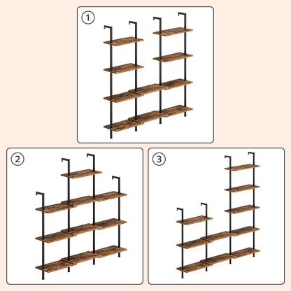 HOOBRO Retro Brown DIY 5-Tier Wooden Trapezoidal Shelf
