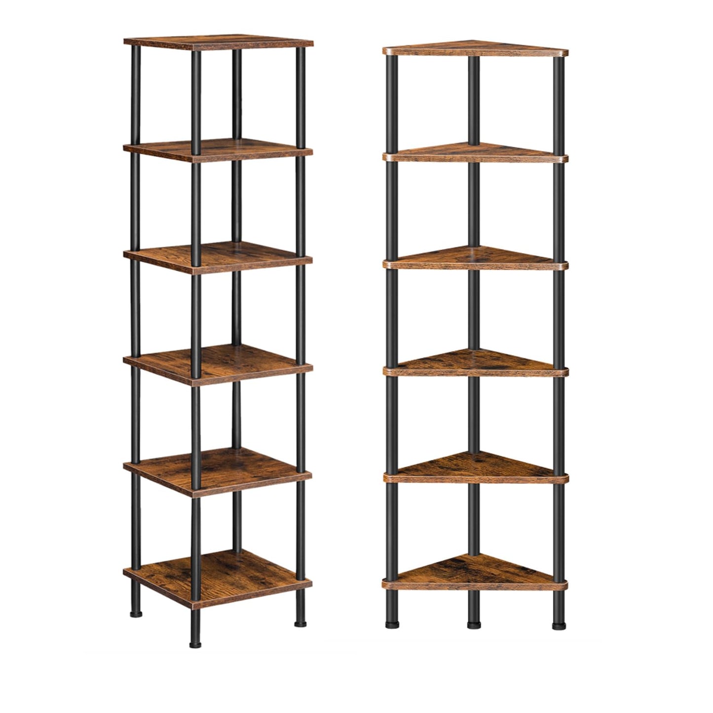 HOOBRO Industrial Style Six-Tier Square Corner Shelf