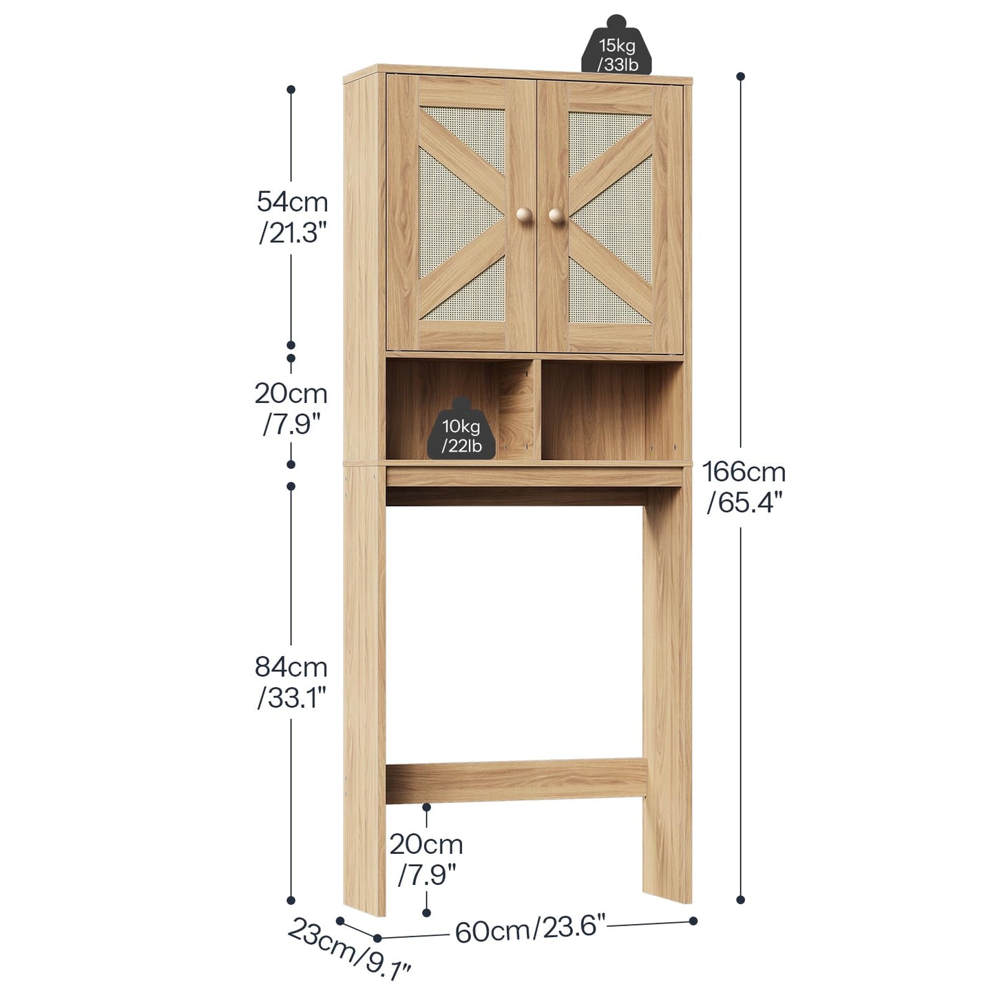 HOOBRO Over The Toilet Storage Cabinet with Rattan-Style Doors