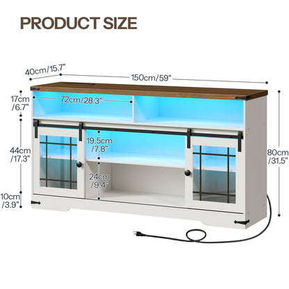Product size chart with dimensions of a wooden TV stand.