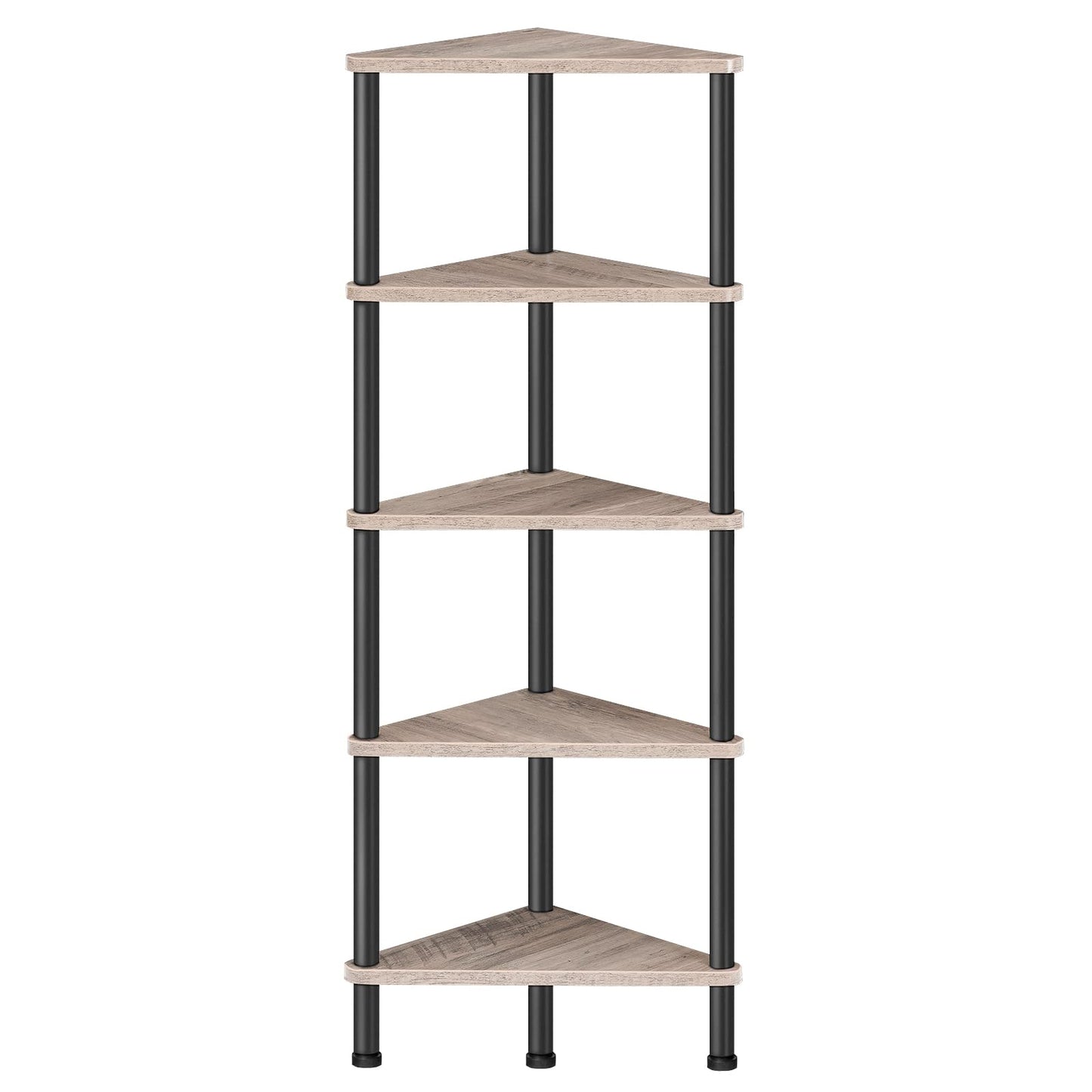 HOOBRO Greige Industrial Style Five-Tier Corner Bookshelf