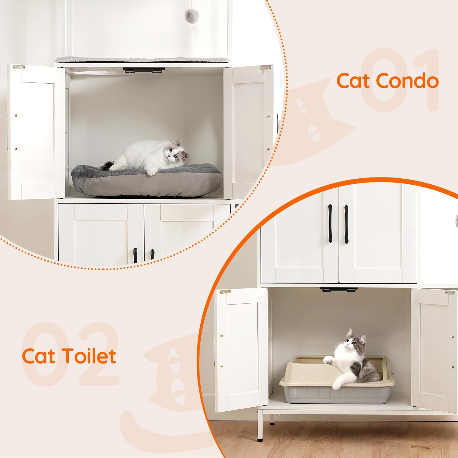 Cat Condo and Cat Toilet integrated into a kitchen cabinet design.